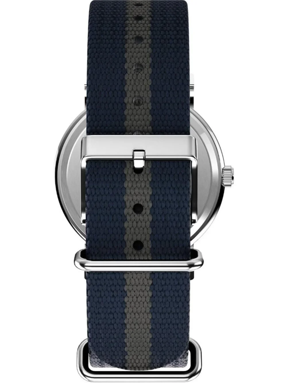 Unisex Blue/Silver/White Adjustable Durable Nylon Fabric Through Strap Watch